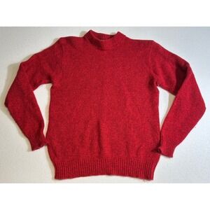 Vintage LL Bean Mens XL Red Wool Blend Mock Neck Sweater 1773